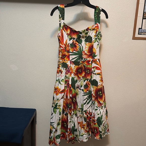 Hearts & Roses H&R women's tropical flower dress sweetheart neck size 10 - Picture 5 of 9